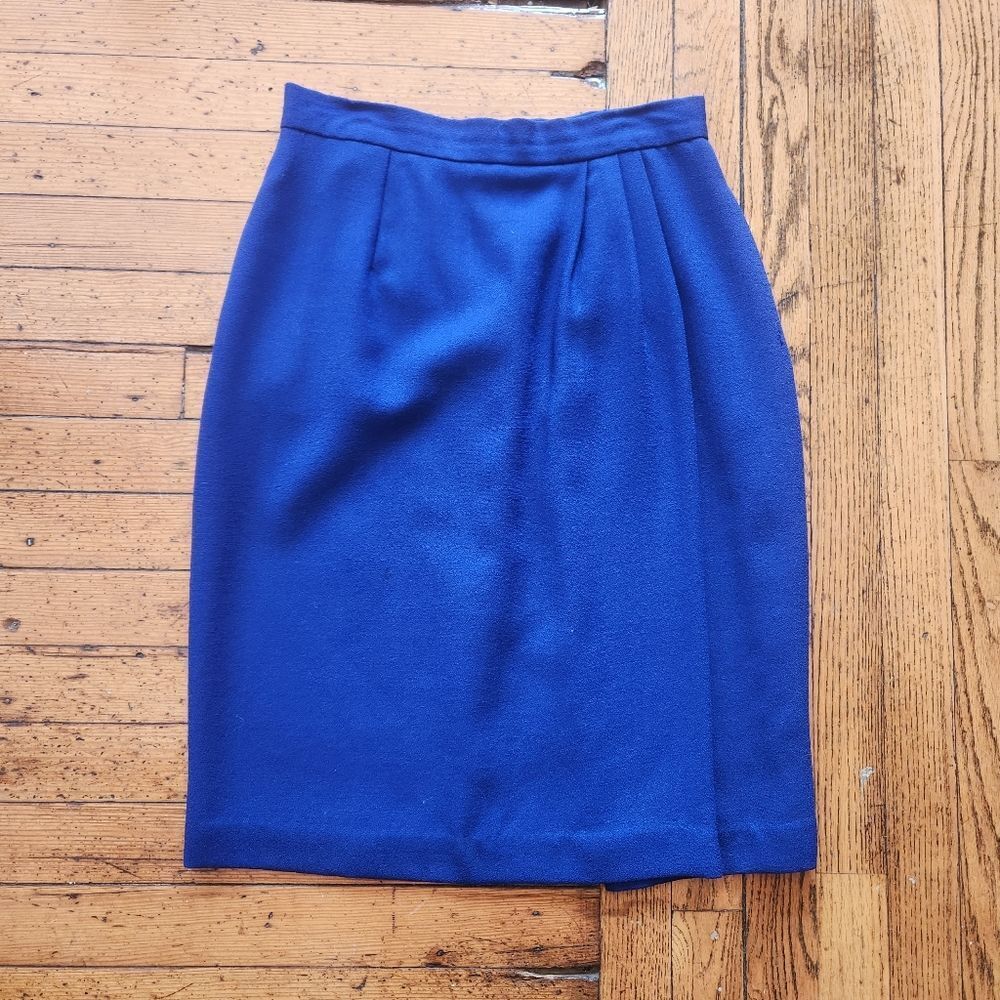 Pappagallo Vintage Cobalt Blue Wool‎ Pencil Skirt Size 8